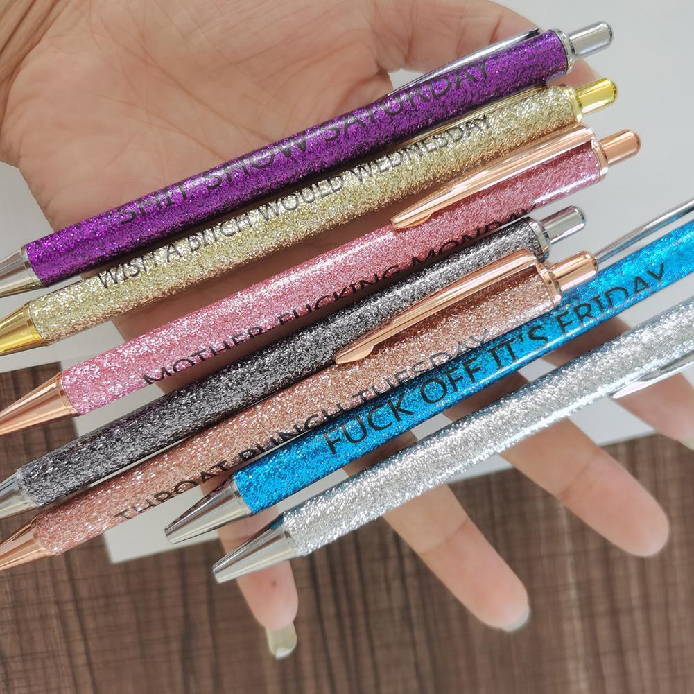Funny adult humor retractable pen set, black ink writing tools for office, stationery, or as a novelty gift.