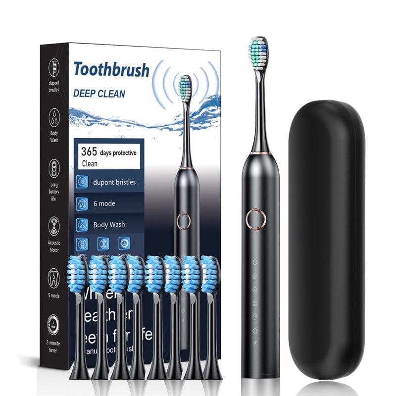 Diagram showing sonic technology in Adult's Sonic Electric Toothbrush for effective dental hygiene