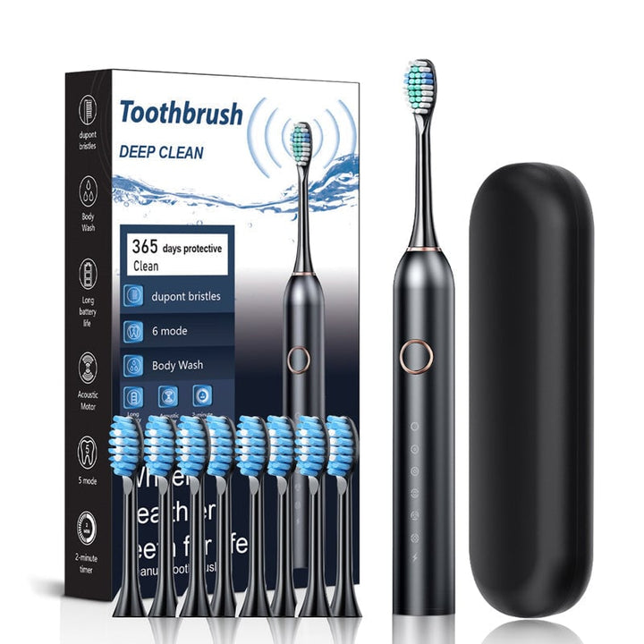 Diagram showing sonic technology in Adult's Sonic Electric Toothbrush for effective dental hygiene