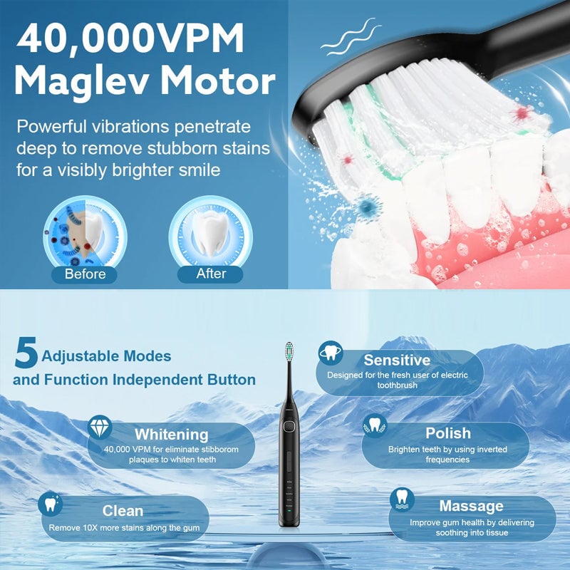 Set of Adult's Sonic Electric Toothbrush and charger, essential for advanced oral care