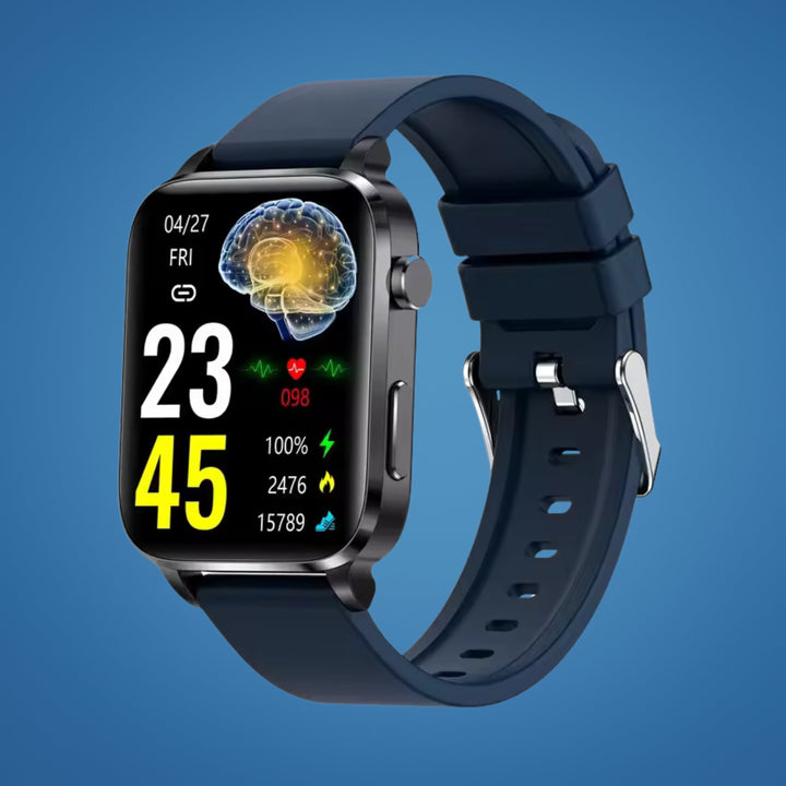 Adults' non-invasive blood sugar monitor smartwatch with HD display for health monitoring & diabetes management.