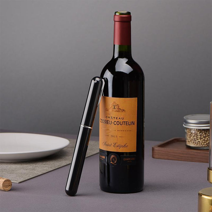Air Pressure Wine Bottle Opener with a bottle, showing effortless cork removal and elegant design.