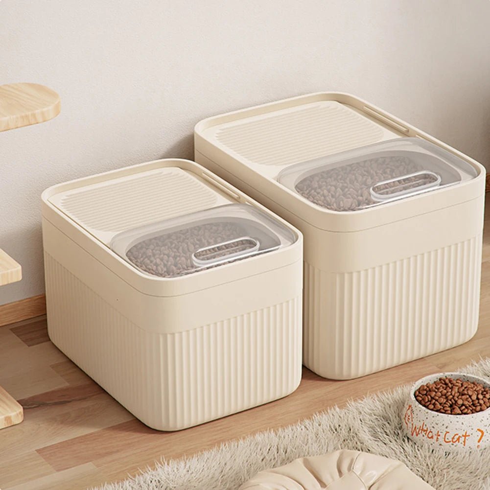 Durable pet food storage container with airtight seal, ideal for dry kibble, ensuring freshness & pest protection.