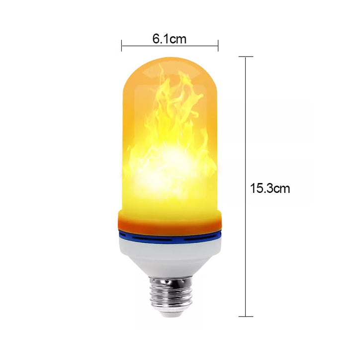 Home decor LED flame bulb, gravity sensing feature for authentic upright fire appearance