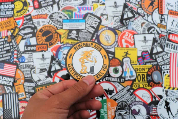 Collection of USA themed vinyl stickers, waterproof & perfect for gifts, featuring humorous slogans.