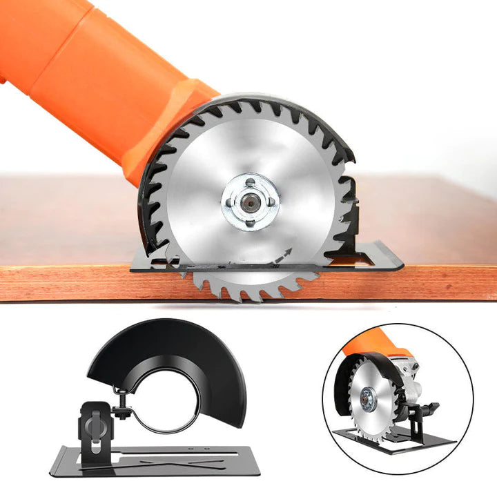 Woodworking tool accessory: angle grinder bracket and safety cover for secure and accurate work