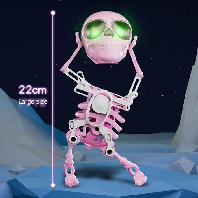 Gift-ready animated 3D skull toy, complete with music and dynamic light-up eyes for entertainment