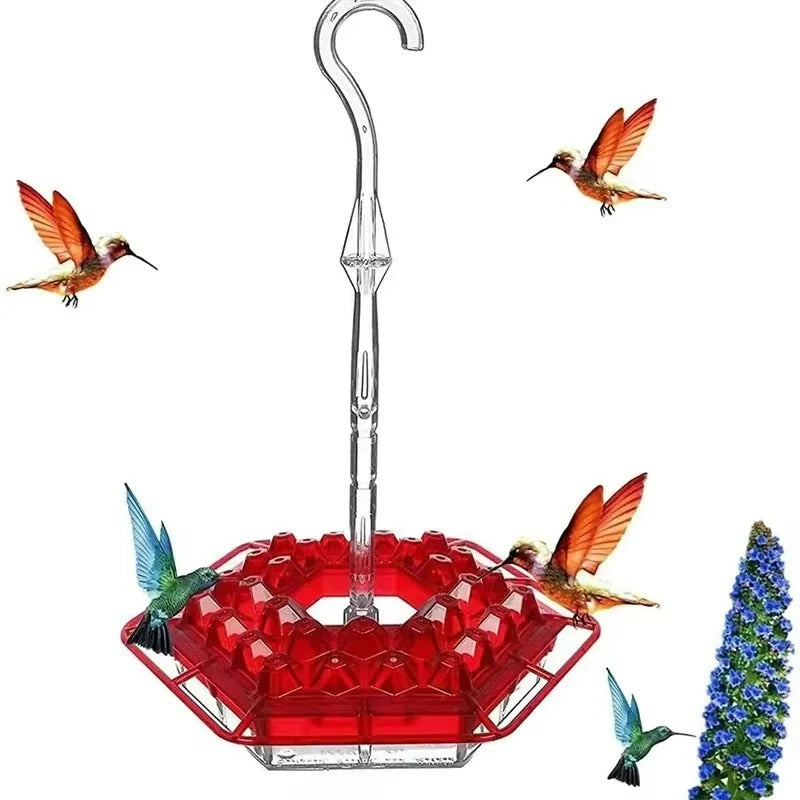 Durable outdoor hummingbird feeder with ant moat and comfortable perch for easy birdwatching.