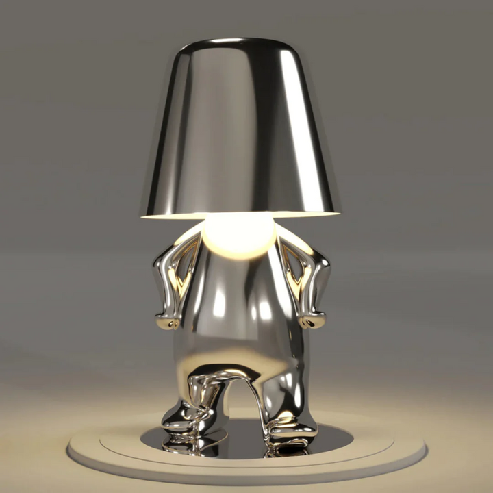 Portable artistic resin table lamp, dimmable LED with convenient touch control.