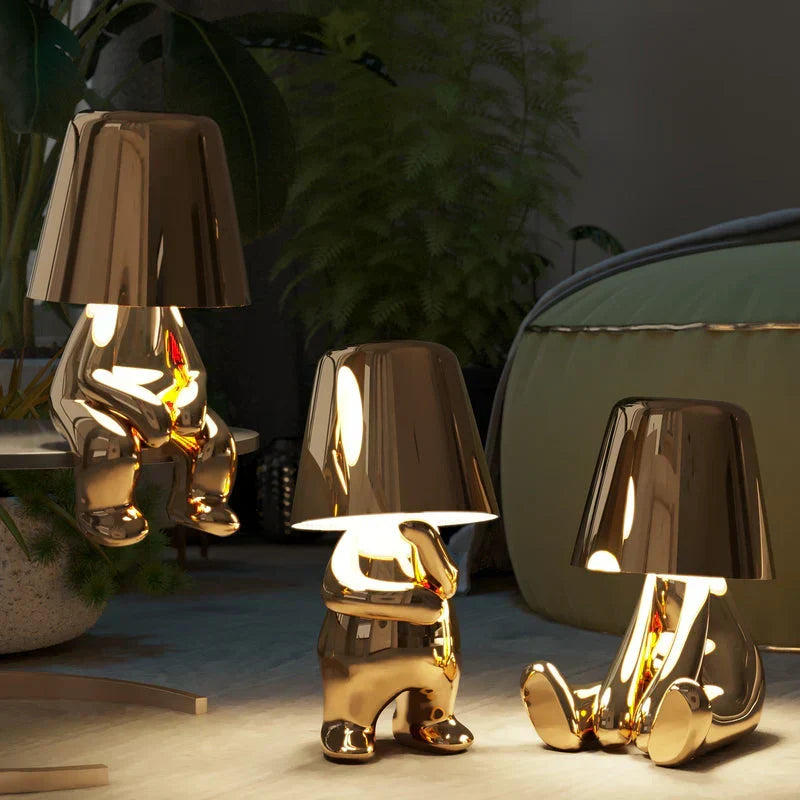 Modern artistic resin table lamp with touch control & dimmable LED light.