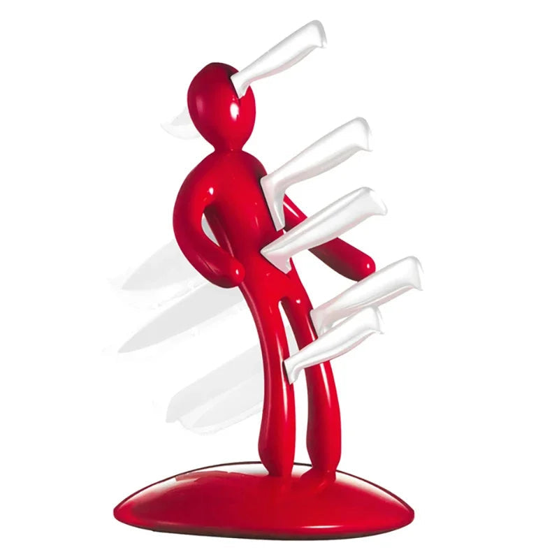 Modern human-shaped knife block, perfect unique design for kitchen countertop organization & knife storage.