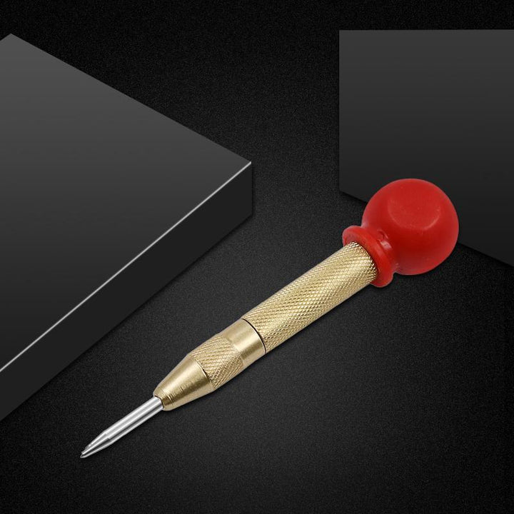 Compact automatic center punch, pocket-sized for easy portability, non-slip knurled grip