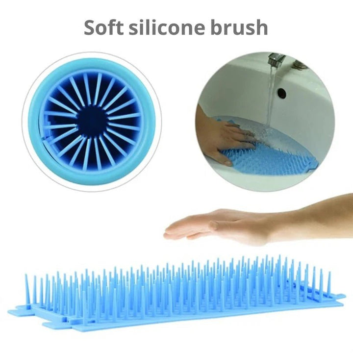 Easy-to-use automatic pet paw washer cup for dogs & cats. Quickly cleans muddy paws with silicone bristles.