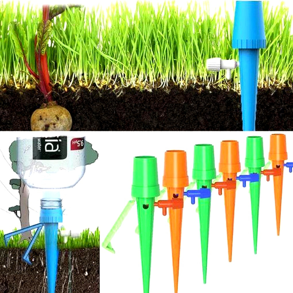 Self-Watering Garden Aid Spikes (12-pack) for consistent plant hydration. Simple, effective plant care solution.
