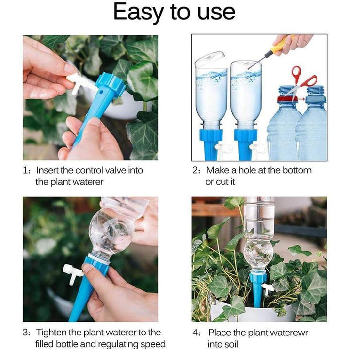 Automatic plant waterer spikes, ideal for indoor & outdoor gardens, provides consistent moisture