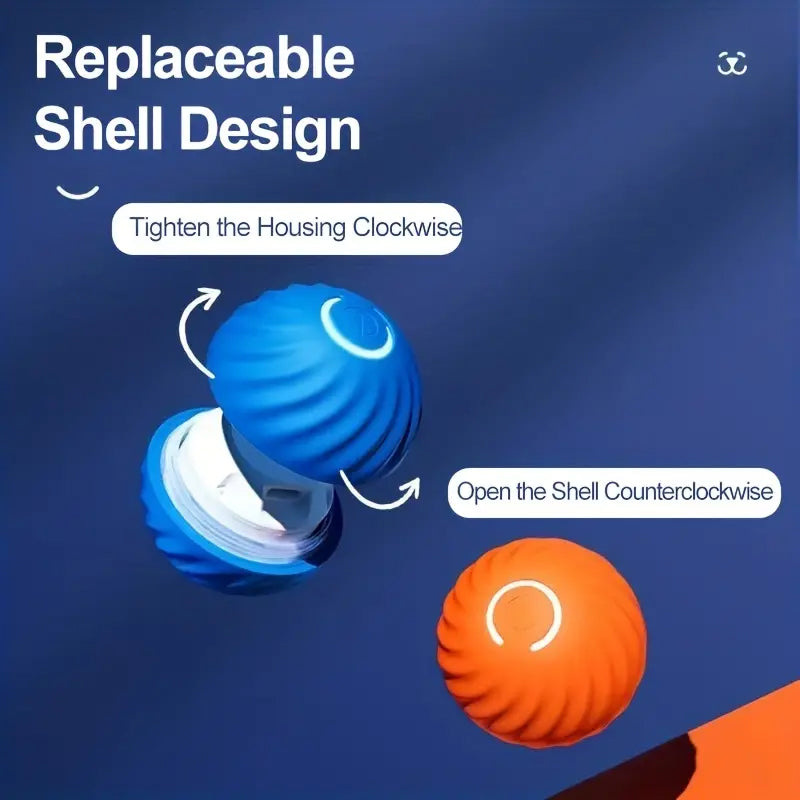 Dog enjoying playing with an automatic rolling interactive pet toy ball