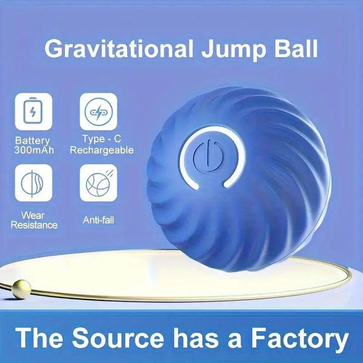 Top view of an automatic rolling pet toy ball, showcasing its compact design