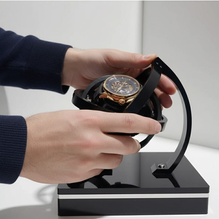High-quality automatic watch winder with silent motor, perfect for maintaining automatic timepieces & luxury display.