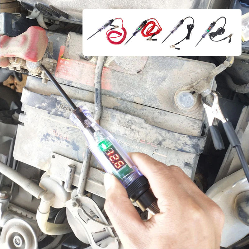 Circuit tester's sharp probe tip, ensuring secure contact for accurate automotive electrical tests