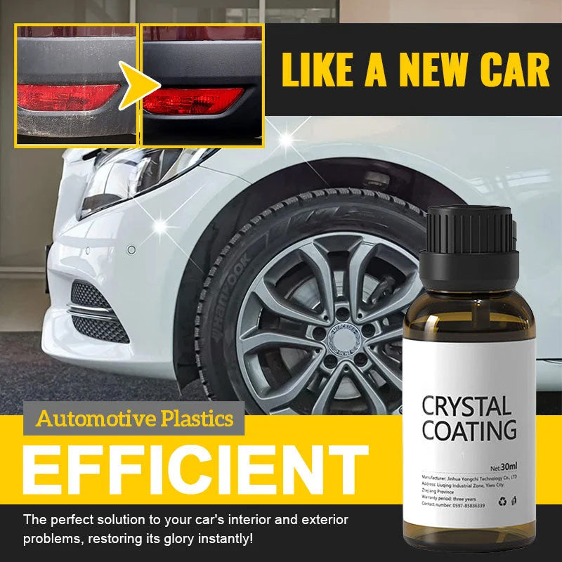 Plastic restorer applied to faded car bumper for automotive detailing