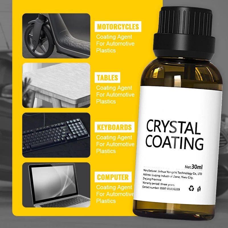 Automotive Plastic Restorer & Protectant Coating on a microfiber towel for car cleaning
