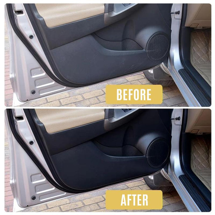 Surface protection for cars: plastic restorer bringing back original black trim