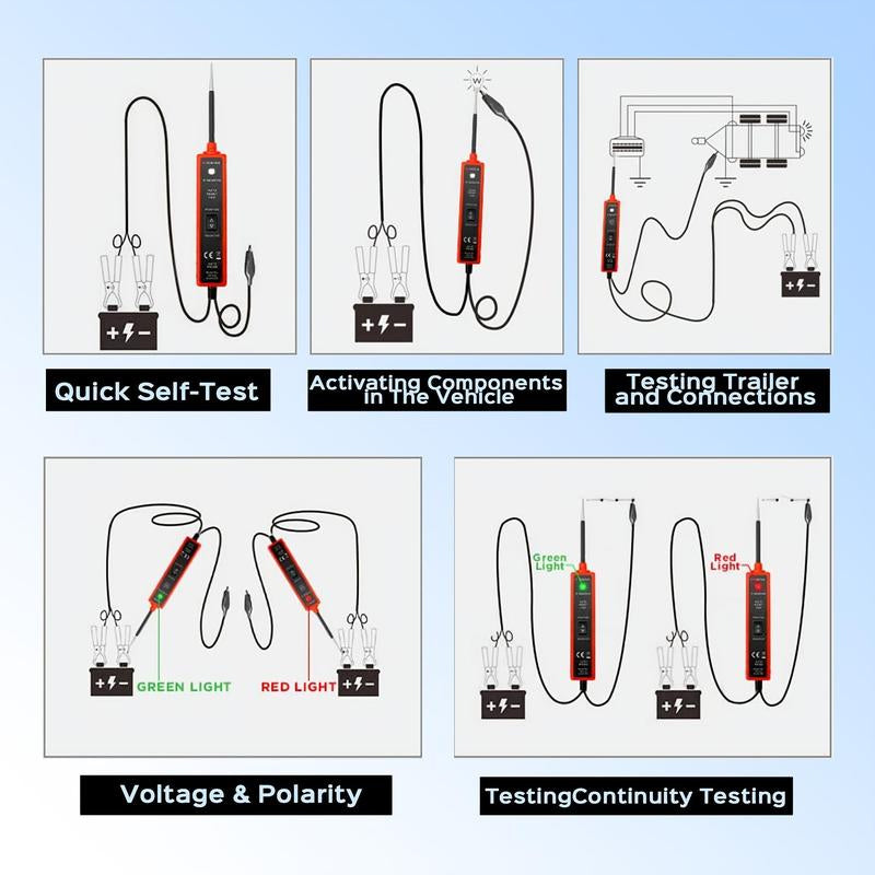 Automotive repair circuit probe: 6-24V DC tester for fast vehicle electronics troubleshooting