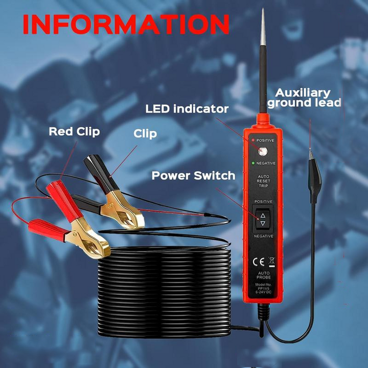 Electrical tester: 6-24V DC Automotive Power Circuit Probe for vehicle electronics troubleshooting