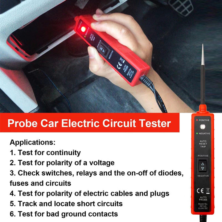 Automotive diagnostic tool: 6-24V DC Circuit Probe Tester with sharp tip for car repair