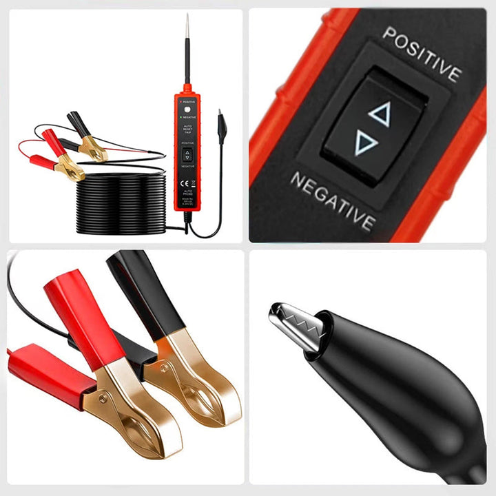 Circuit tester for auto repair, 6-24V DC, power probe with long cable for vehicle systems