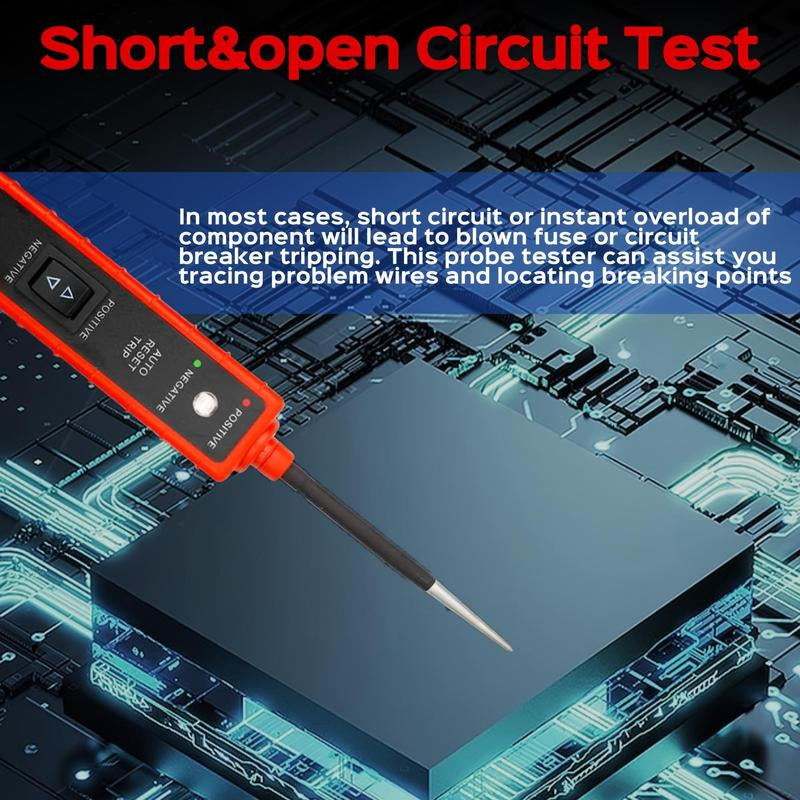 Car electrical tester, 6-24V DC, with illuminated handle for easy short circuit detection