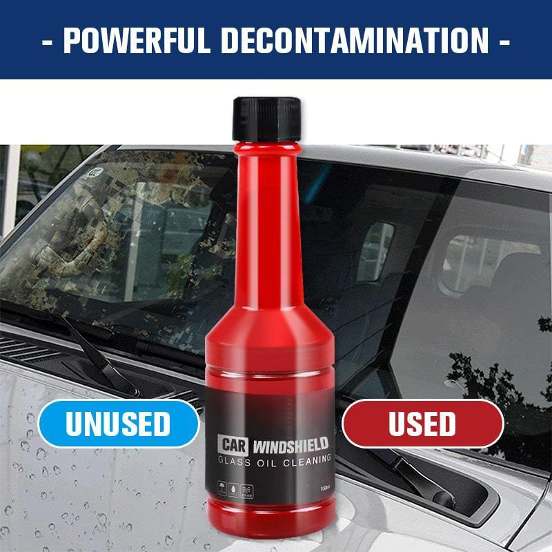 Car windshield cleaner effectively removing oil film, streaks, and grime for automotive care