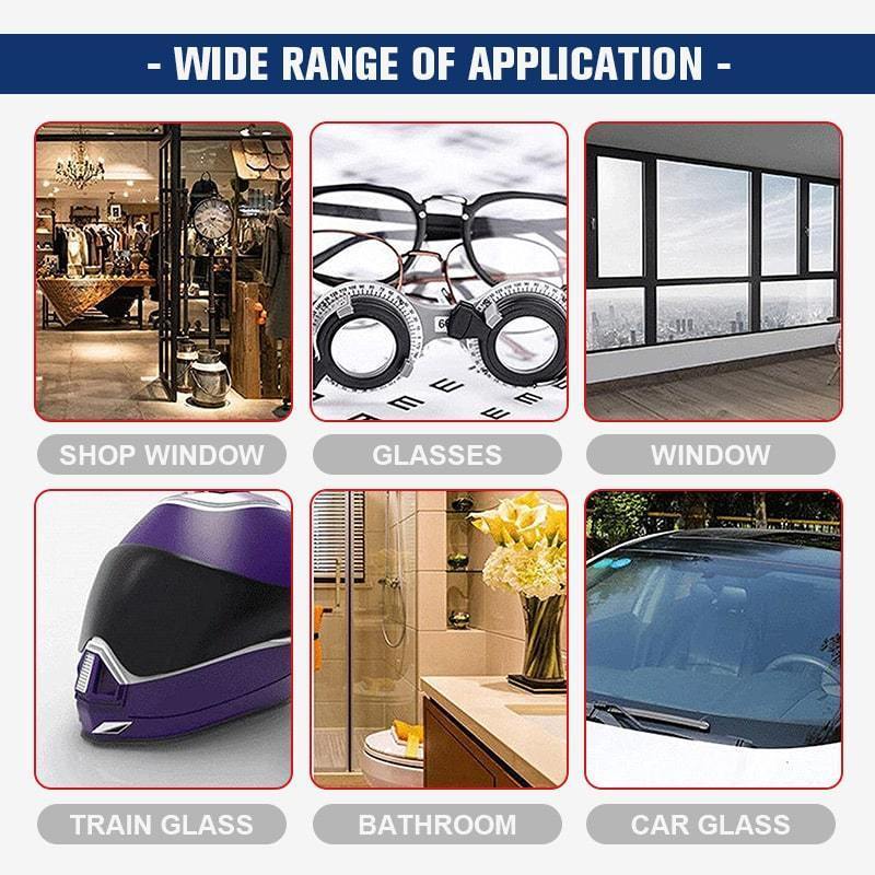 Automotive detailing essential: Glass cleaner removing stubborn oil film from car windshields