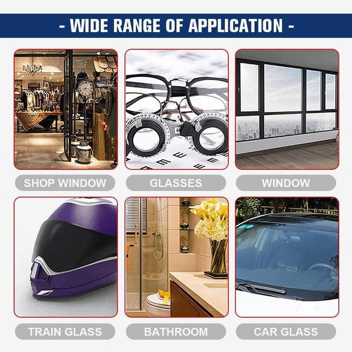 Automotive detailing essential: Glass cleaner removing stubborn oil film from car windshields