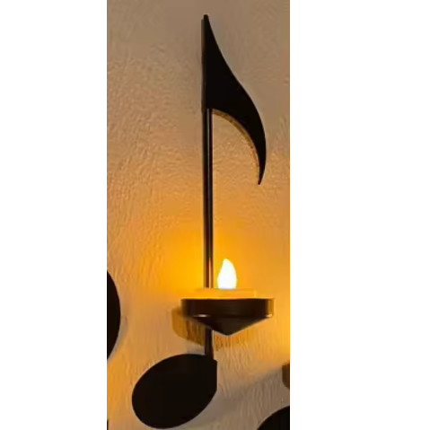 Unisex Music Note Metal Wall Sconce Candle Holder