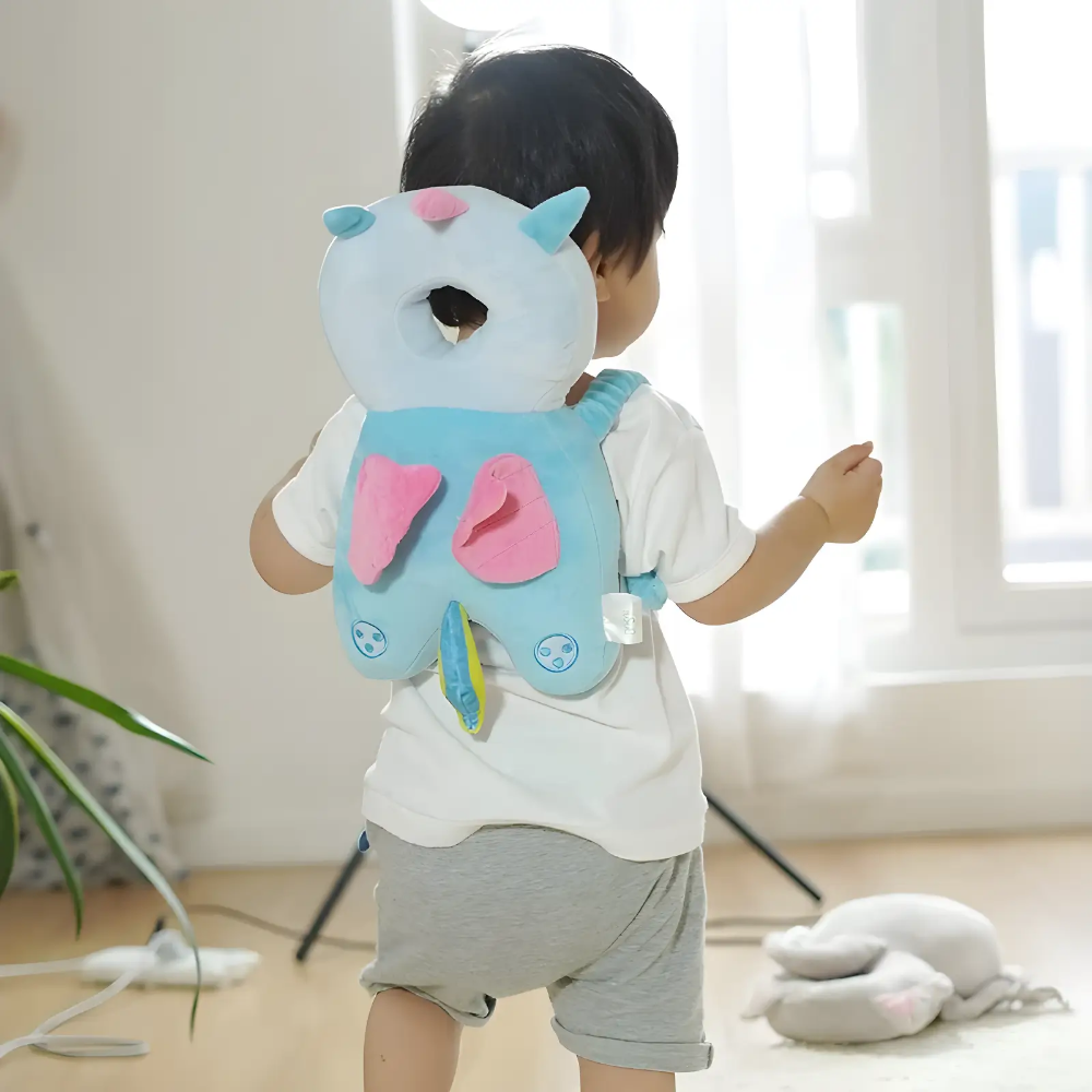 Infant head & neck protector, soft fall cushion for baby safety. Essential toddler crawling & walking aid.