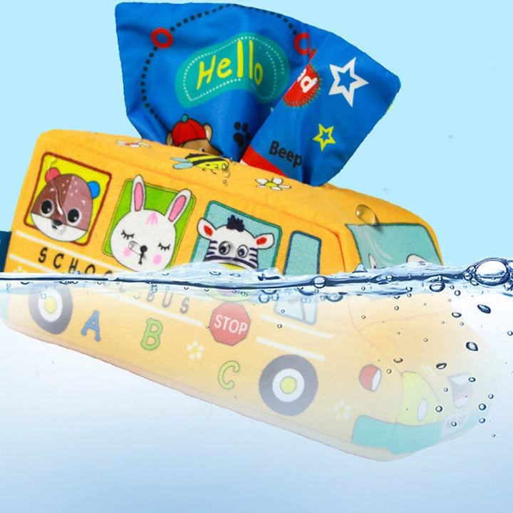 Soft Magic Tissue Box Toy, an engaging Montessori activity for baby's sensory exploration.