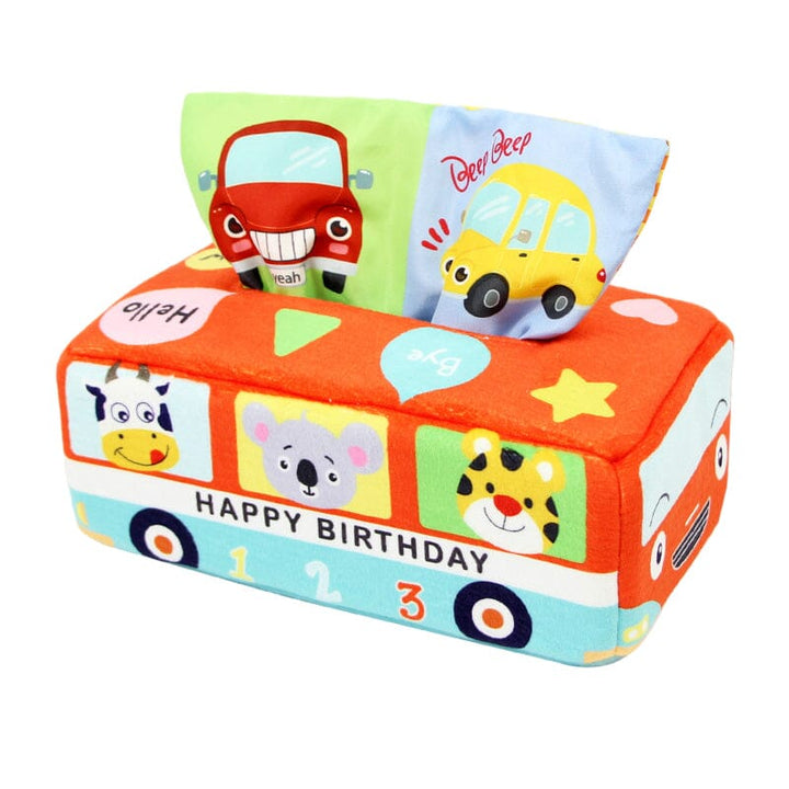 Developmental gift: Magic Tissue Box Toy, provides endless pulling fun for an infant's learning.