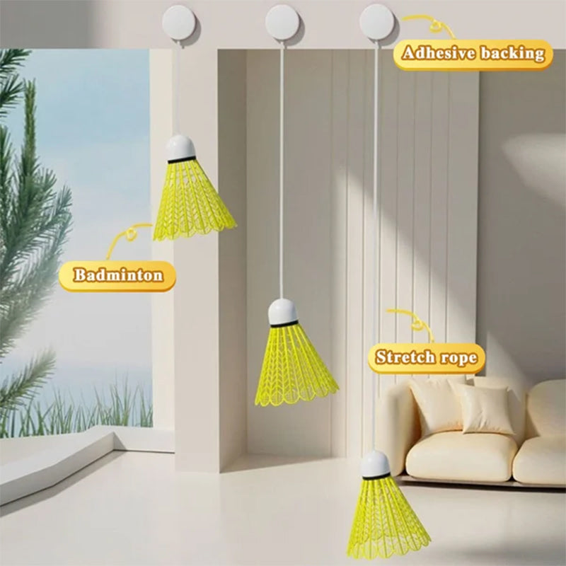 Youth practicing badminton serves with the Badminton Training Rebounder Kit, improving their game.