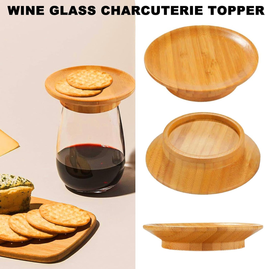 Kitchenware gift idea: bamboo wine glass charcuterie board for wine lovers and hosts