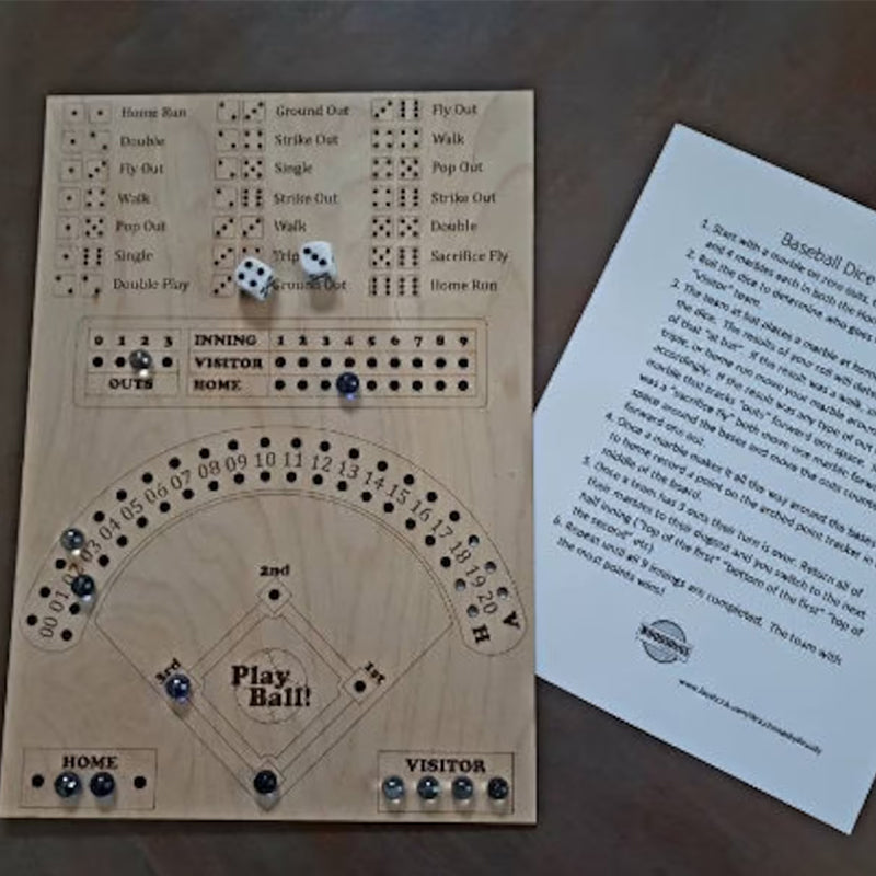 Kids enthusiastically playing the Baseball Dice Board Game, an engaging wooden game for family entertainment.