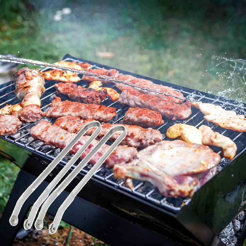 Professional BBQ stainless steel sausage flipper tongs for perfect grilling