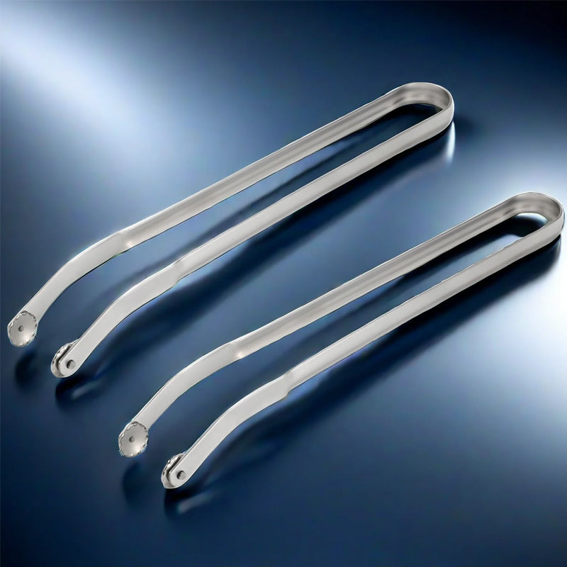 Versatile stainless steel BBQ tongs, also useful as a general kitchen gadget