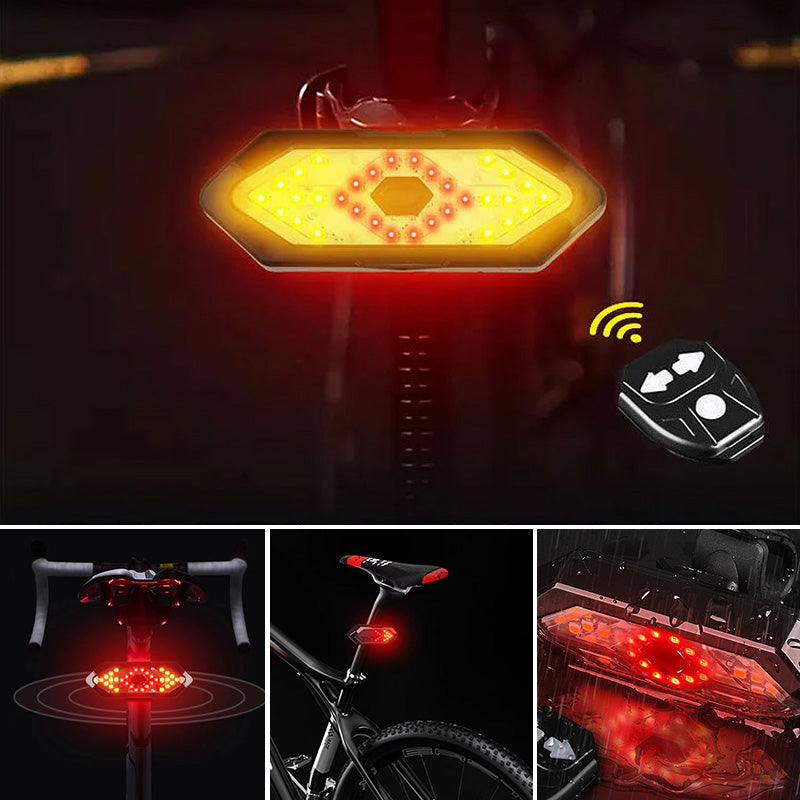 Tail light with integrated horn, remote controled for bike safety, waterproof design