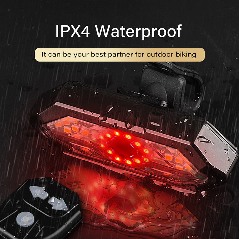USB rechargeable bike rear light with turn signal function and easy-to-use remote control