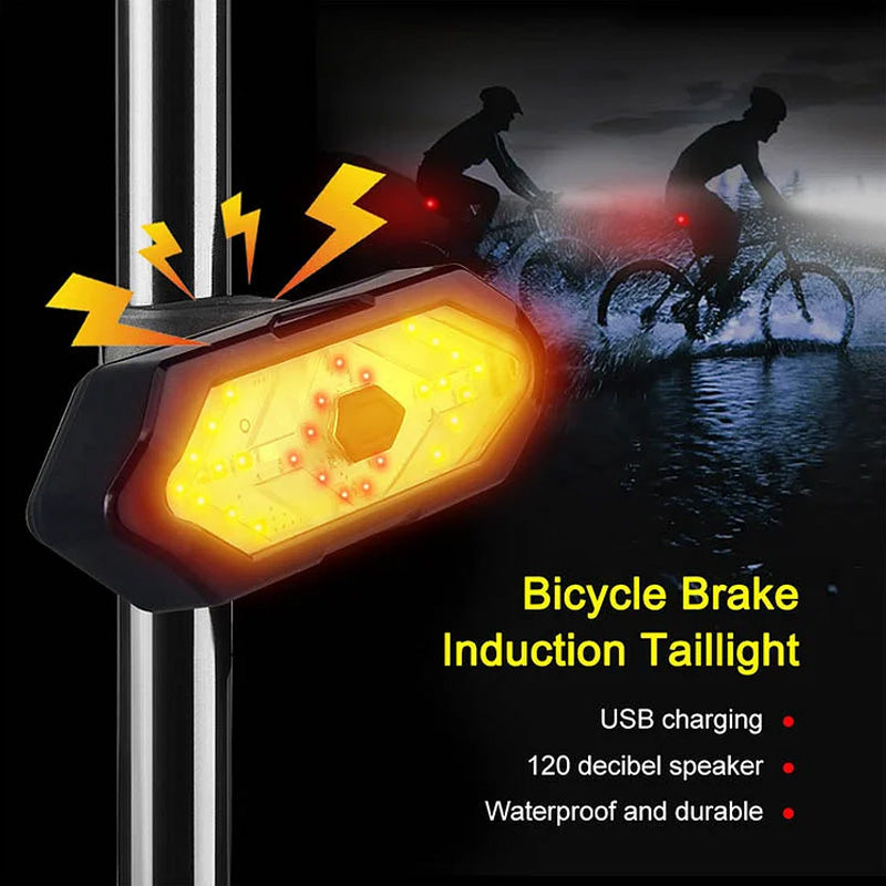 Cycling safety light: bright LED tail light with audible horn, operated by wireless remote