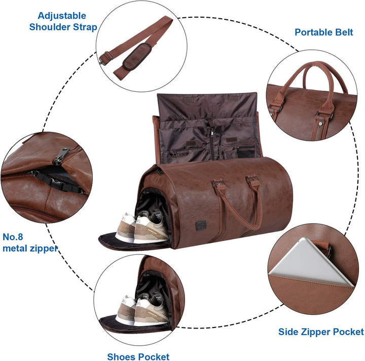 Versatile pink convertible garment duffel bag, stylish carry-on for women's travel & weekends.