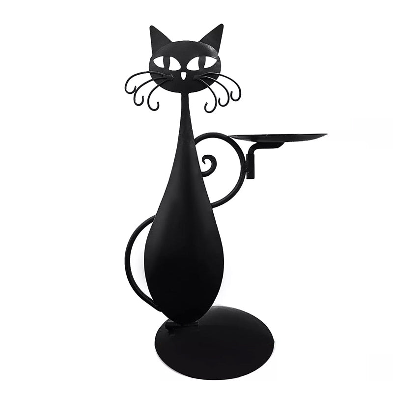 Minimalist black cat candle holder, effortlessly blending with various home decor styles.
