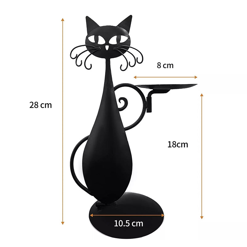 Black cat silhouette candle holder, adding a touch of feline grace to your home.