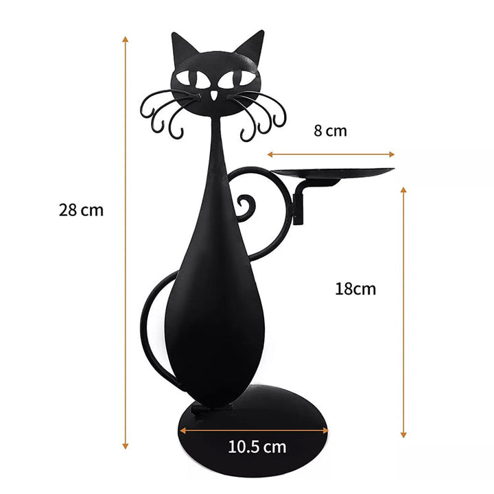 Black cat silhouette candle holder, adding a touch of feline grace to your home.